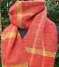 Handwoven Scarf in Reds, Orange and Green - Image 7