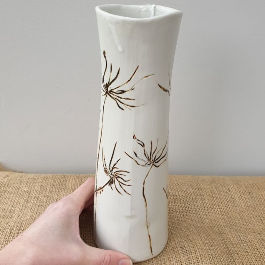 Tall ‘Rustic Thistles’ Elegant Ceramic Vase
