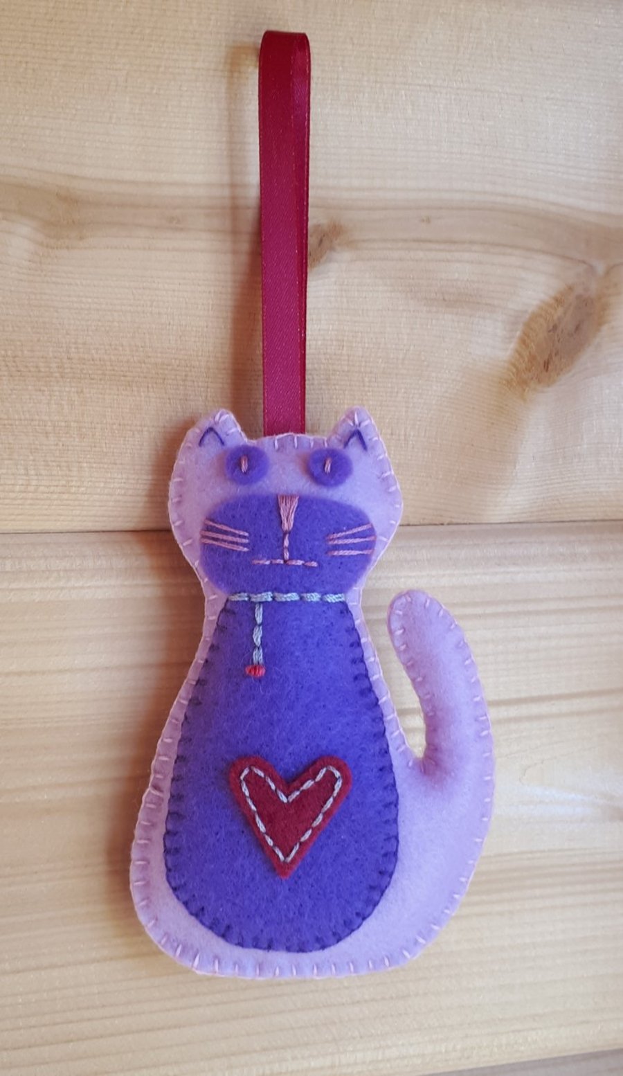 Felt Hanging Ornament Lilac & Purple Cat
