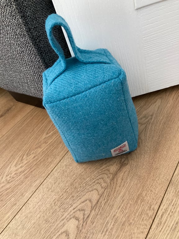 Turquoise Harris Tweed Fabric Door stop 
