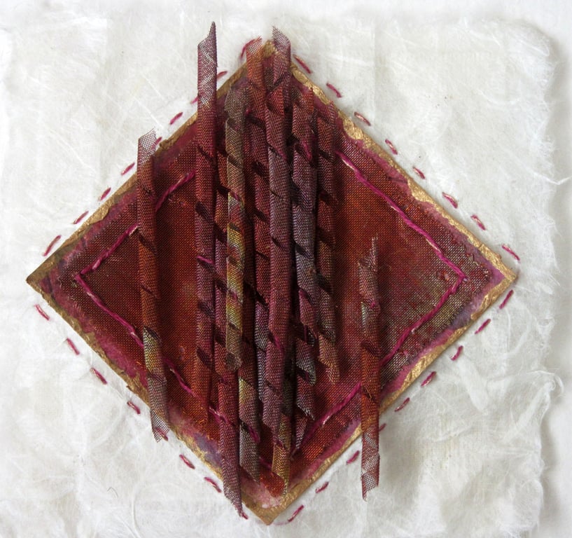 METAL WALL ART PICTURE. Abstract framed copper mixed media art.