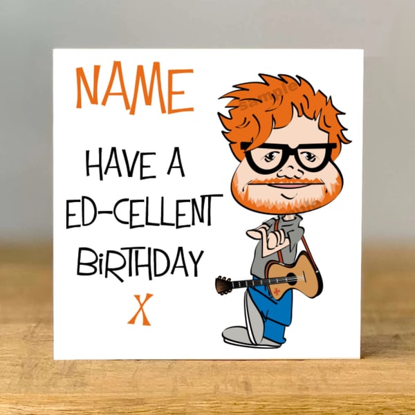 Personalized Ed Sheeran Inspired Birthday Card