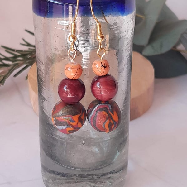 Handmade Multicoloured Swirl Polymer Clay Earrings