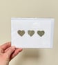 Real Pressed Leaf Trio of Hearts Handmade Card - Image 3