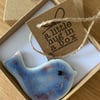  Hand Made Pinky Blue Speckled Porcelain Bird  