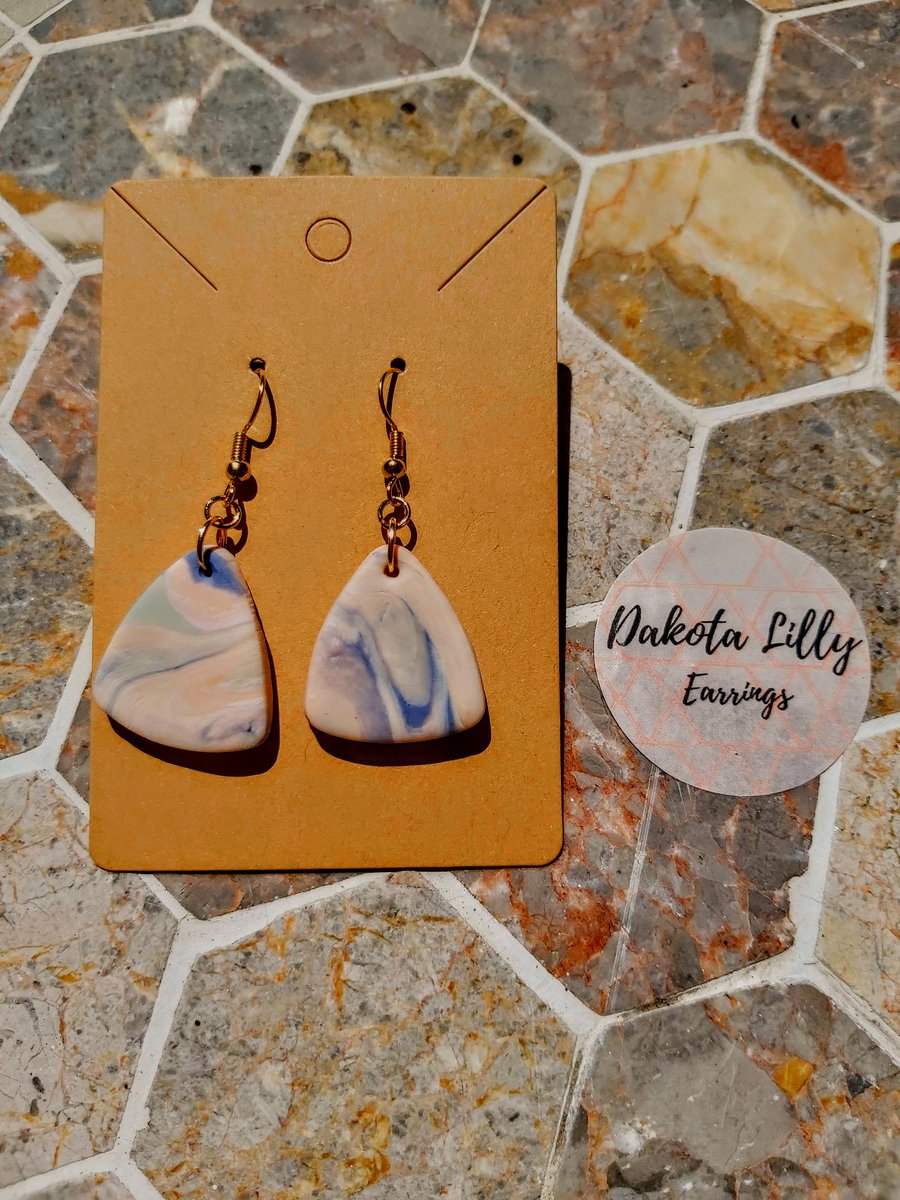 Pastel colours triangle hook polymer clay earrings