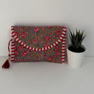 Handmade Quilted pouch with Zip and Button 