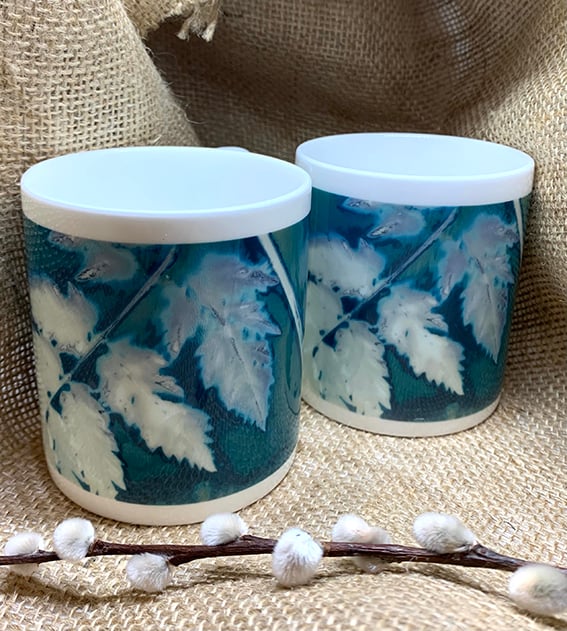 Cyanolumen Leaf Bone China Cup x2