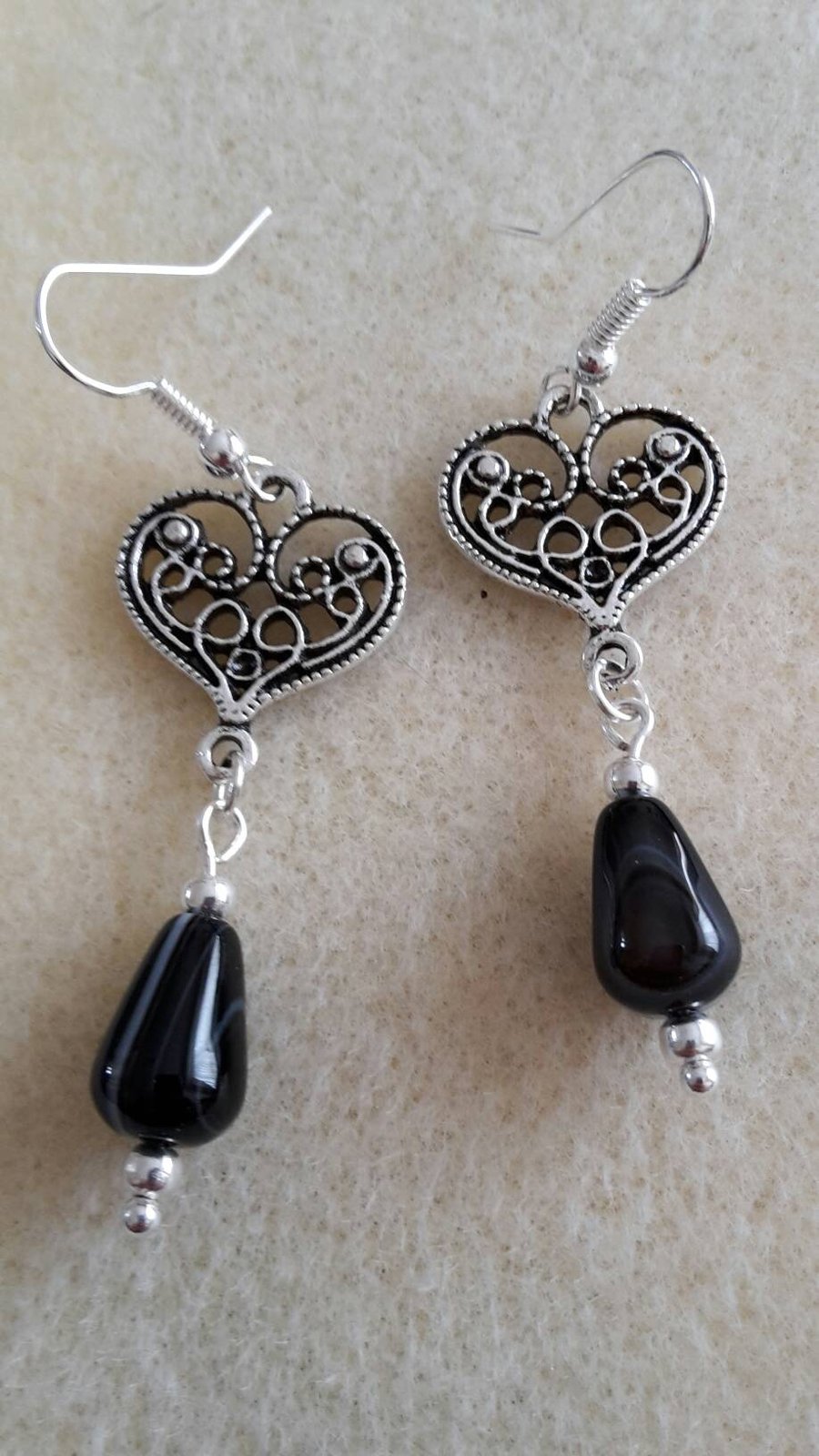 Black banded agate earrings 