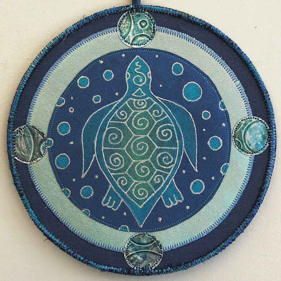 TMP003 - Turtle Moon Mandala - Blue - Turquoise - Silver