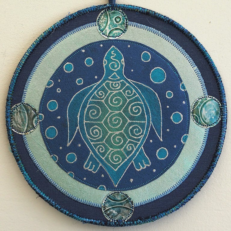TMP003 - Turtle Moon Mandala - Blue - Turquoise - Silver