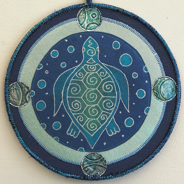 TMP003 - Turtle Moon Mandala - Blue - Turquoise - Silver