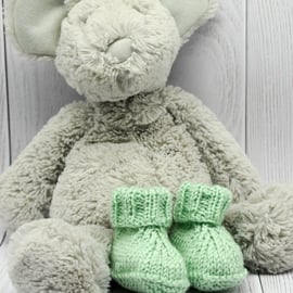 Hand Knitted Baby Booties Newborn Baby -  Mint Green