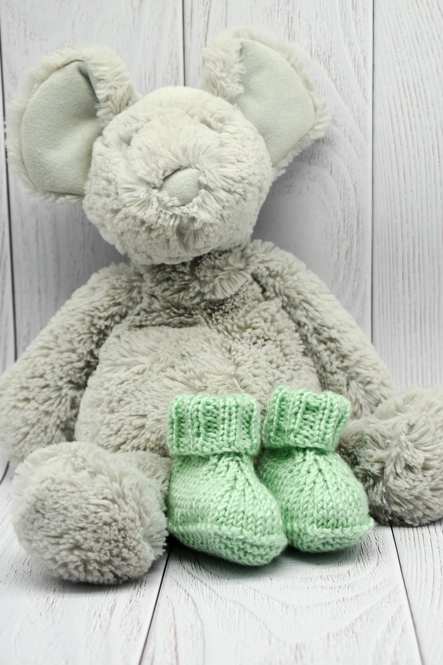 Hand Knitted Baby Booties Newborn Baby -  Mint Green