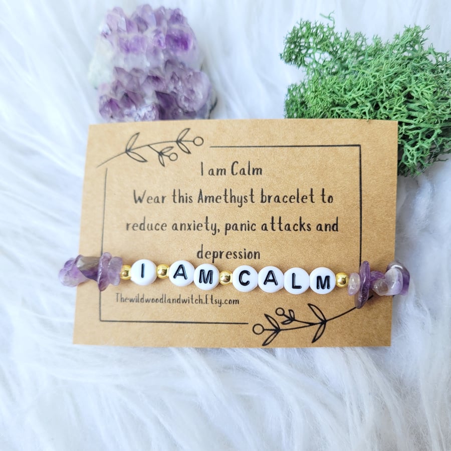I Am Calm Amethyst Affirmation Bracelet