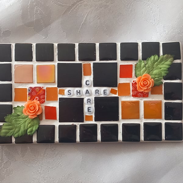 Care and Share motivational mosaic wall plaque