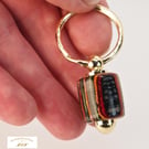 Reclaimed Multi-coloured Ply Keyring Recycled Wood 'Gold' Detail