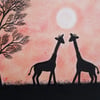 Giraffe Card, Romantic Anniversary Card, Two Giraffes Engagement Card Animal Art
