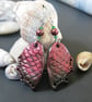 "Draig Bach" (Little Dragon) – Crimson & Bronze Faery Dragon Wing Earrings