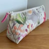 Fabric Brush Case, Pencil Case, Cosmetic Bag, Zipped Purse, Meadow Fabric