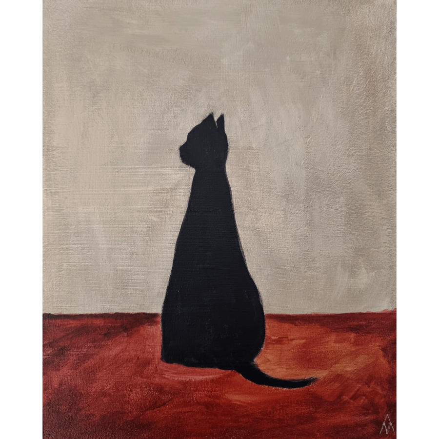 Black Cat Original Painting (Unframed)