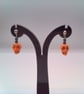 Howlite Skull And Purple and Black Miracle Bead Stud Earrings, Halloween - Image 9