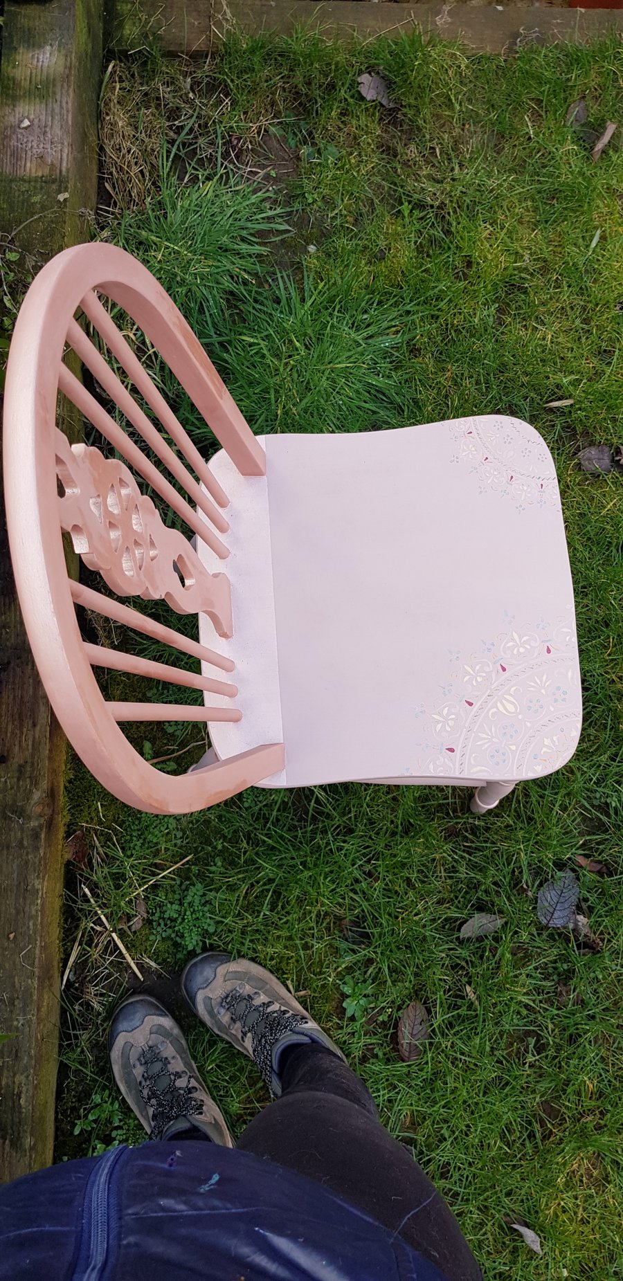 Hand painted upcycled chair with mandala stencil
