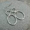 Sterling Silver Oval and Circle Linked Drop Earrings 
