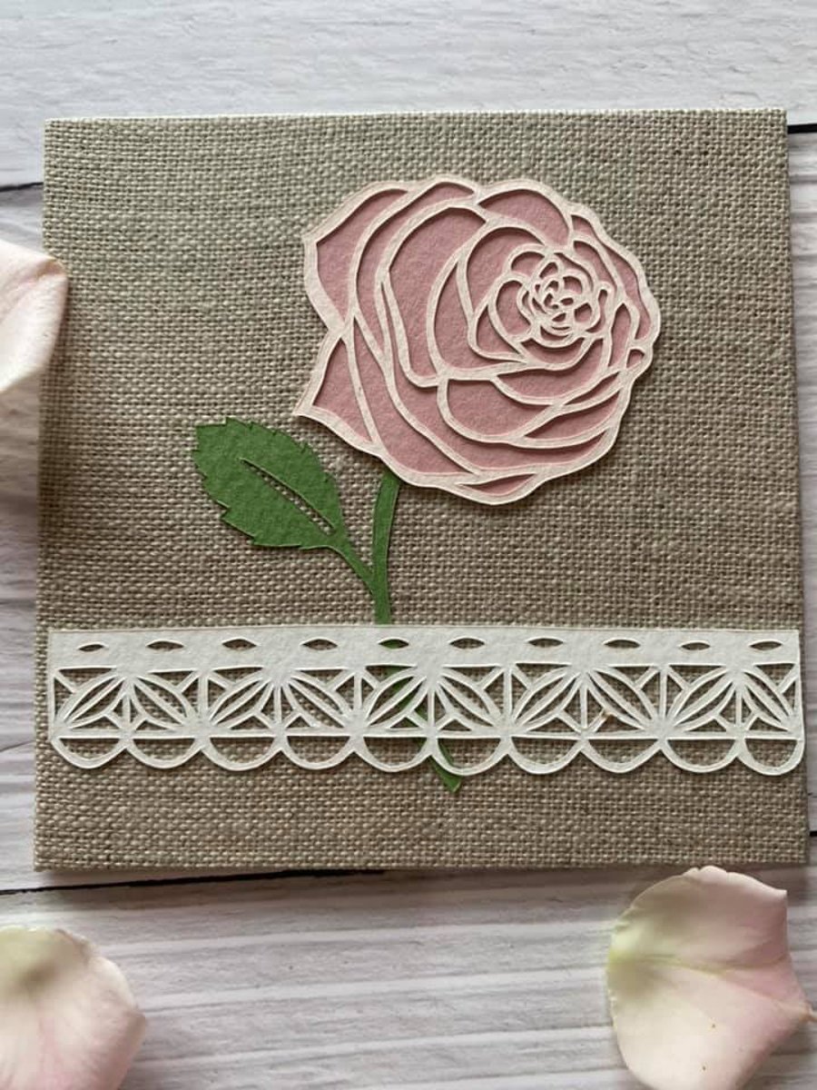 Vintage Rose "Rambling" - Mini Original Layered Papercut