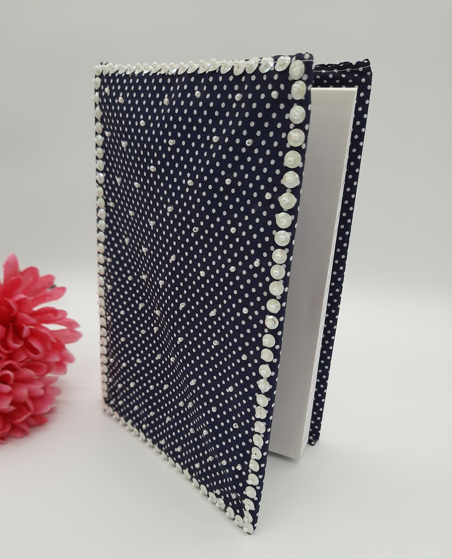 SALE Notebook with beaded polkadot cover