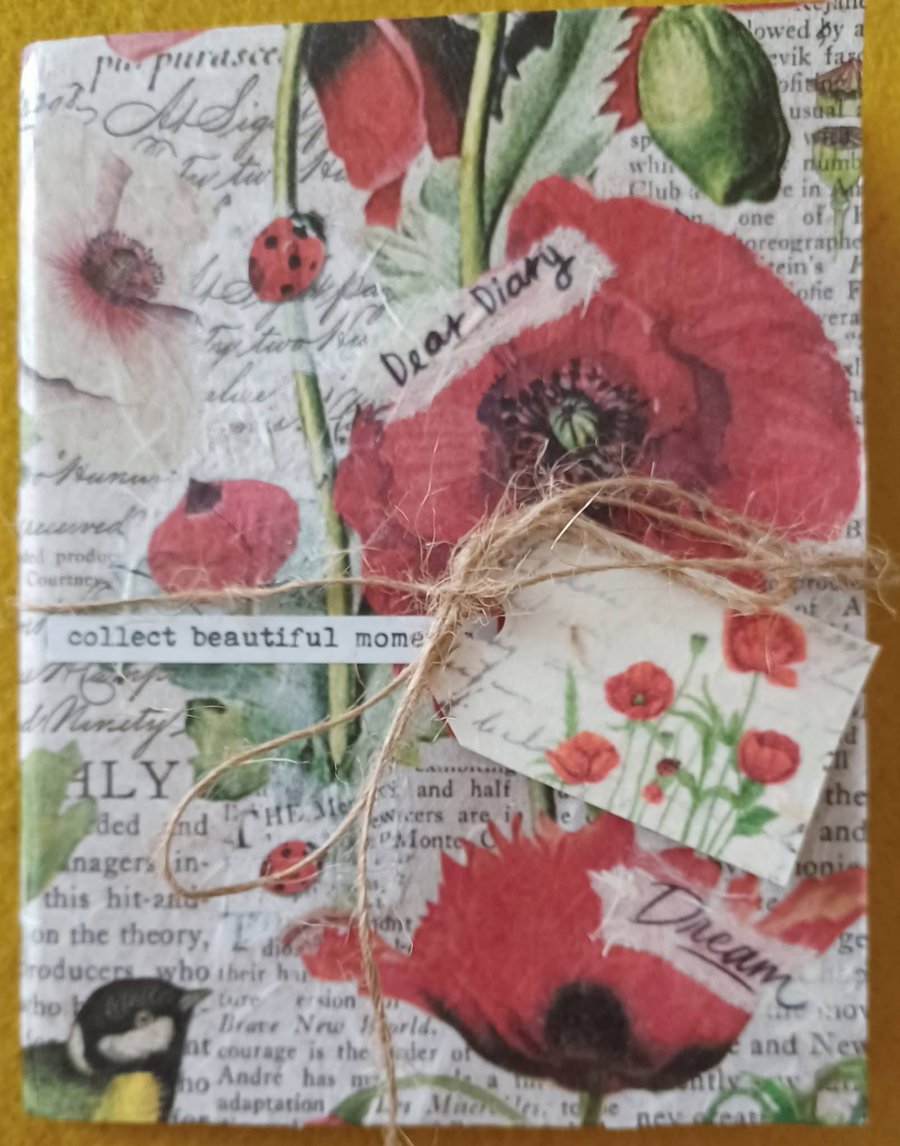 A6 Notebook Poppy and Ladybird Collage