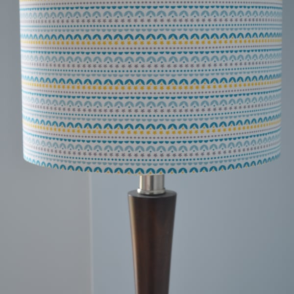Striped lampshade, blue white lamp, drum lampshade, blue lamp shade, lampshade