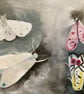 Moths original watercolour on arches watercolour  paper