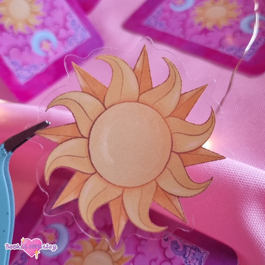 Sunburst Clear Sticker - Die Cut Clear Stickers - Illustrated Stickers