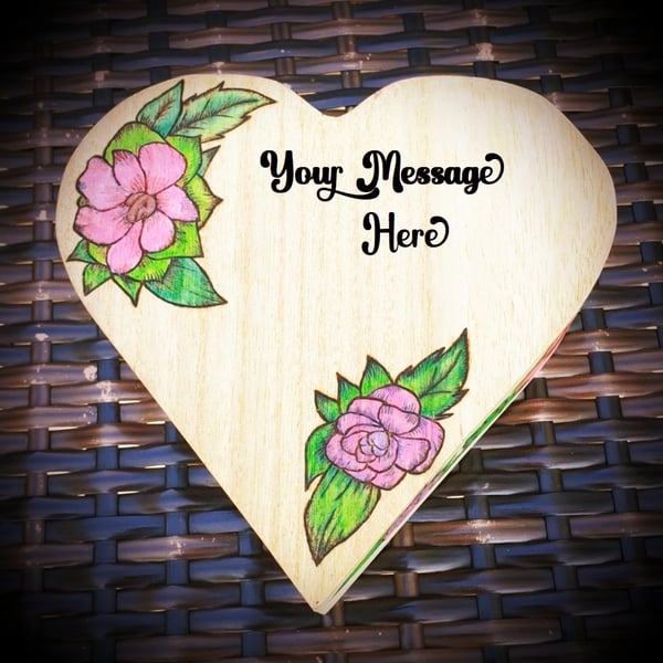 Personalised Pyrography Jewellery Box with Watercolour Flowers