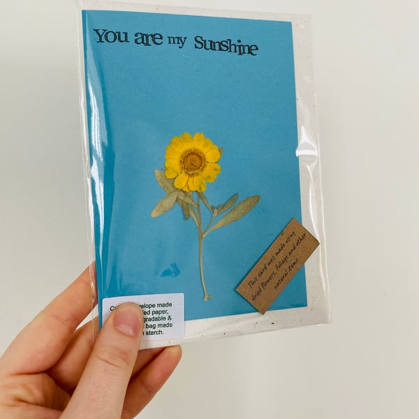 Dried Botanicals Greetings Card - You Are My Sunshine