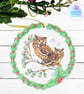 Owl mixed media hanging decoration. Owl ornament. Owl decoration. - Image 1
