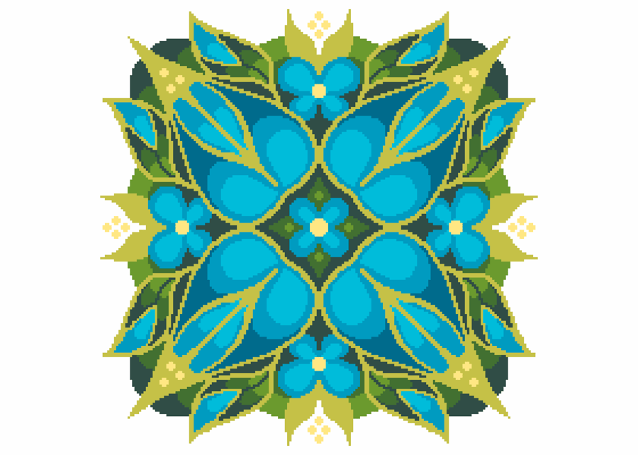 104 - Cross Stitch Pattern 70s Mid Century Retro Swirling Flowers and Leaves