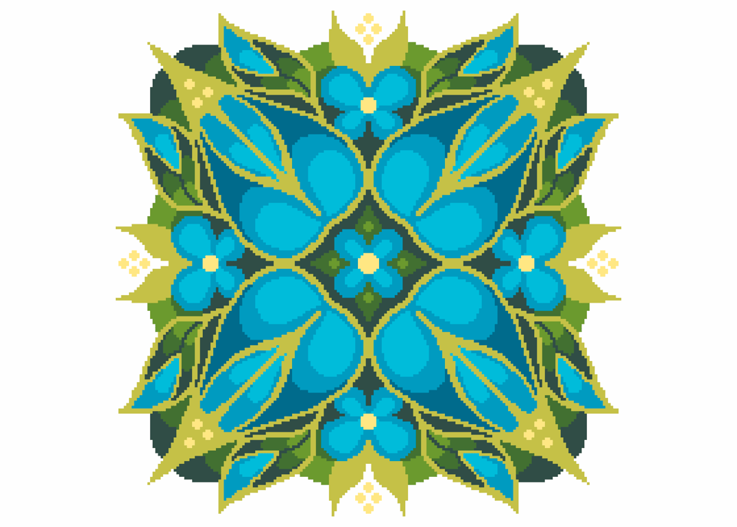 104 - Cross Stitch Pattern 70s Mid Century Retro Swirling Flowers and Leaves