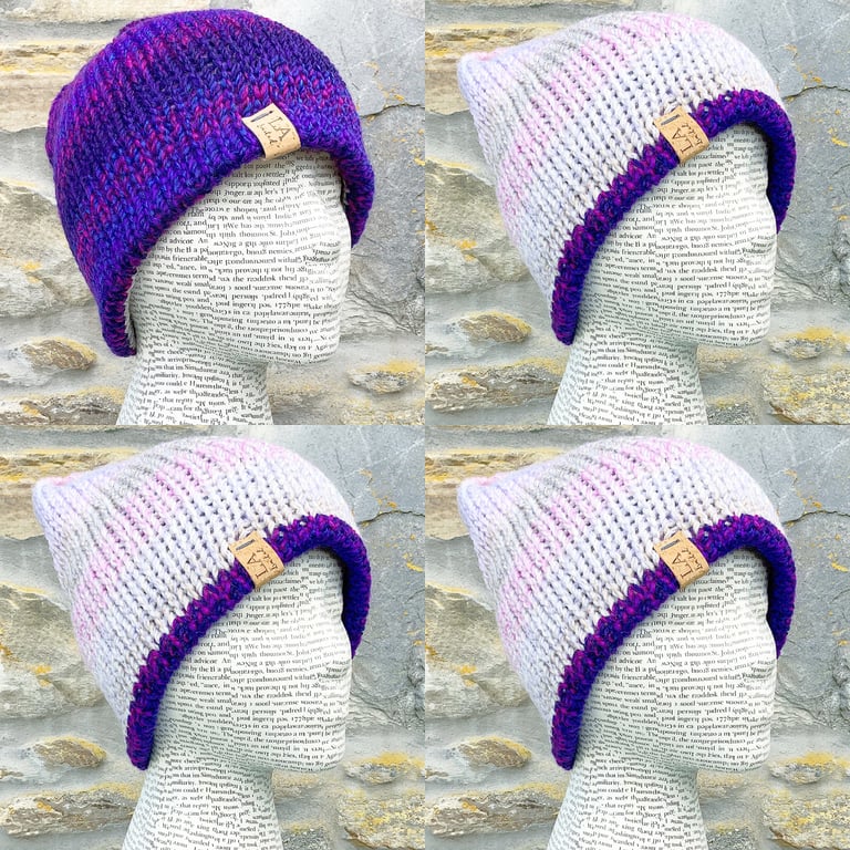 Reversible Hat. Knitted Hat. Woolly Hat. Winter Hat. Woollen Hat. Beanie.