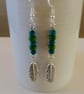 Wood Bead Leaf Charm Earrings - Image 1