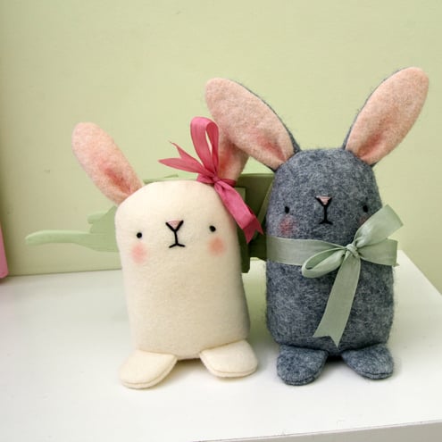 2 Wool felt bunnies special order for sarahdezille