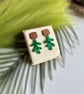 Walnut and Forest Green Matisse Inspired Earrings - Image 2