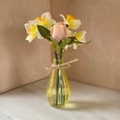 Daffodil and rose bud vase