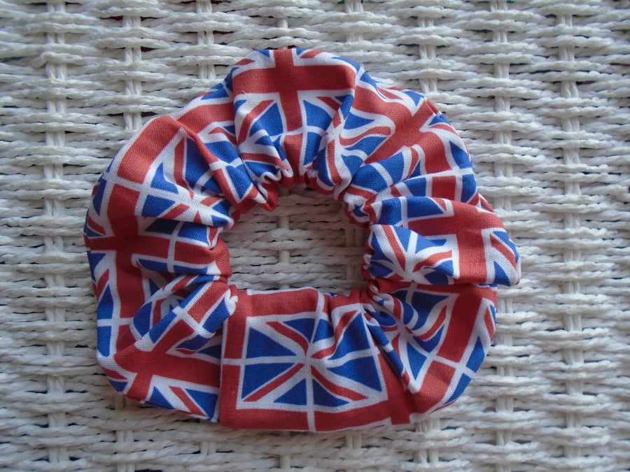 Union Jack Cotton Hair Scrunchie