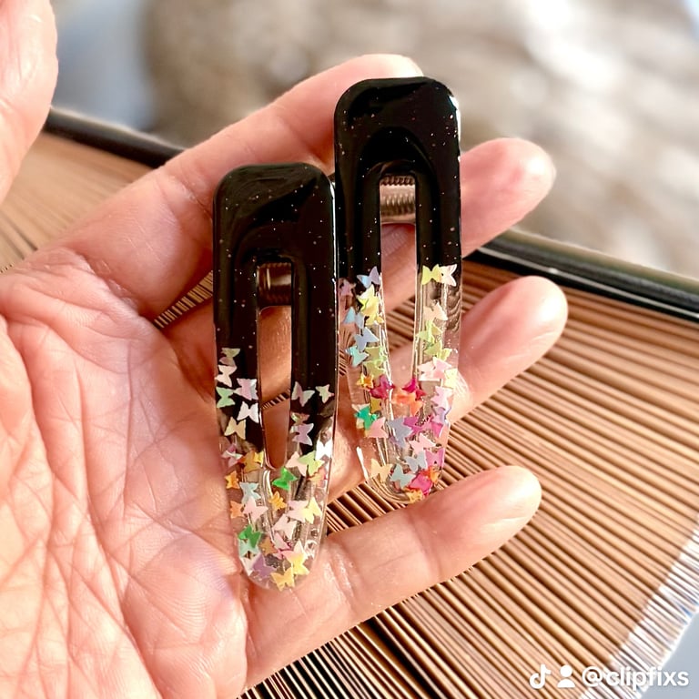 2 x butterflies gradient hair clip slides
