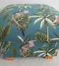 Storage Footstool Fryetts MonkeysTeal Fabric Animals Pouffe Jungle Apes Green - Image 2