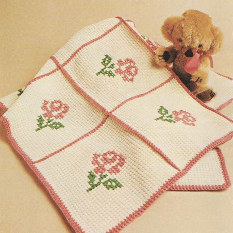VINTAGE CROCHET PATTERN PDF Babies Tunisian Pram Blanket