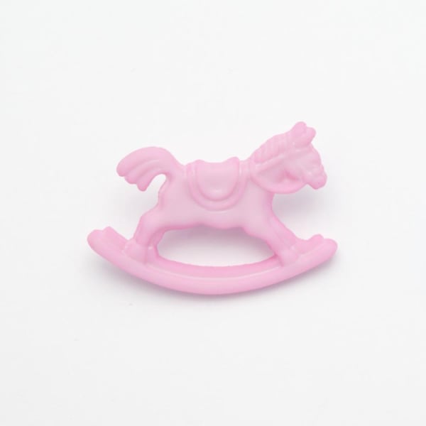 10 pink rocking horse buttons 28mm