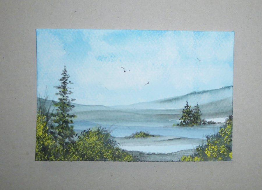 original small format watercolour landscape ( ref FA 30 E1 )